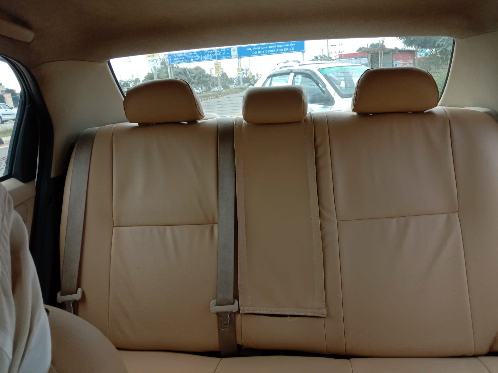 View from the back seat on a Bangalore highway