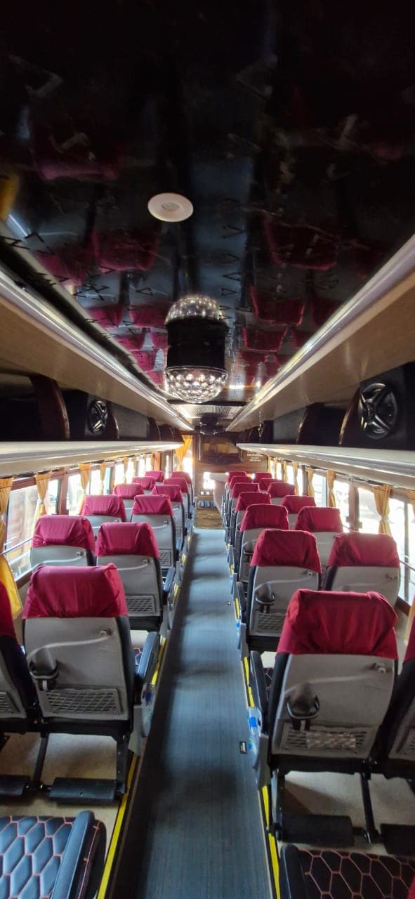 Interior of a Tempo Traveller coach
